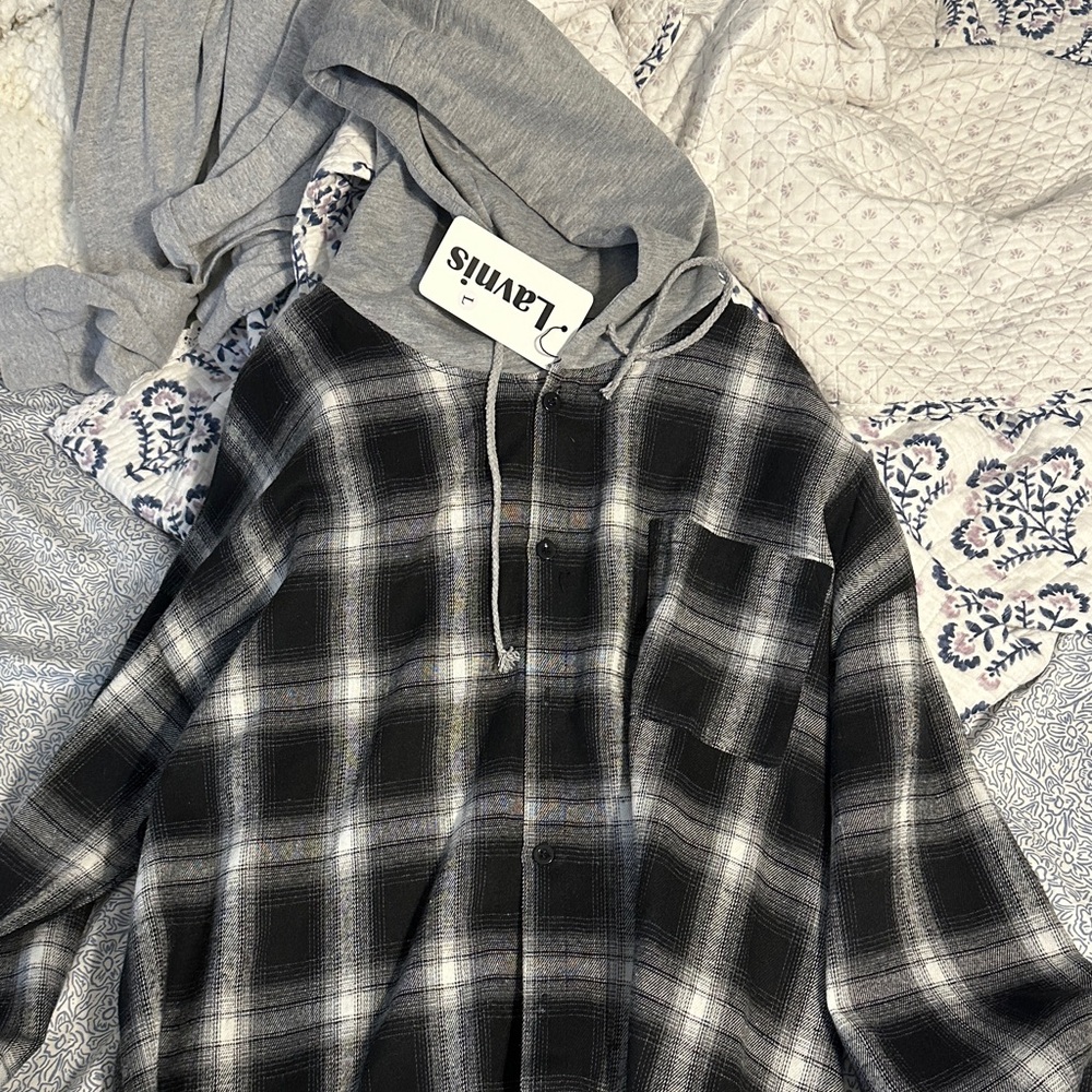 Lavins Charcoal and White Checkered Shirt